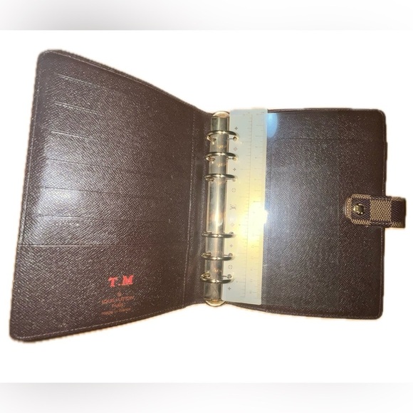 Louis Vuitton Damier Ebene Notebook Agenda Planner Brown Personalized Initials - Picture 7 of 13